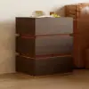 Lumio Walnut 3-Drawer LED Bedside Table with Charging Station