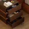 Lumio Walnut 3-Drawer LED Bedside Table with Charging Station