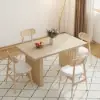 Japandi Extendable Whitewash Dining Table & 4 Wood Rattan Upholstered Dining Chairs Set