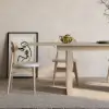 Japandi Extendable Whitewash Dining Table & 4 Wood Rattan Upholstered Dining Chairs Set