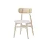 Japandi Extendable Whitewash Dining Table & 4 Wood Rattan Upholstered Dining Chairs Set