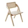 Japandi Extendable Whitewash Dining Table & 6 Dining Chairs Set Folding Rattan