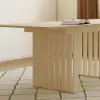 Japandi Extendable Whitewash Dining Table & 4 Dining Chairs Set Folding Rattan
