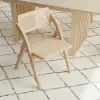 Japandi Extendable Whitewash Dining Table & 4 Dining Chairs Set Folding Rattan