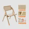 Japandi Extendable Whitewash Dining Table & 4 Dining Chairs Set Folding Rattan