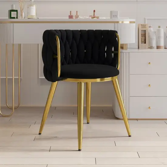 Sweave Nordic 6-Pieces Black Barrel Back Dining Chair Round Accent Velvet Upholstery