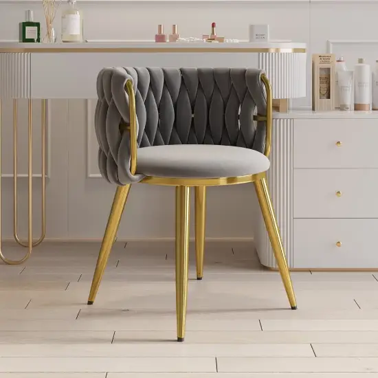 Sweave Light Grey Velvet Dining Chair with Upholstered, 6 Pieces
