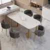 Sweave Light Grey Velvet Dining Chair with Upholstered, 6 Pieces