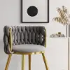 Picture of Sweave Nordic Light Gray 8-Piece Barrel Back Dining Chair Round Accent Velvet Upholstery
