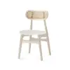 Picture of Japandi Bleached Wood PU Leather Upholstered Dining Chair with Wooden Legs, 4 Pieces