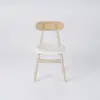 Japandi Bleached Wood PU Leather Upholstered Dining Chair with Wooden Legs, 6 Pieces