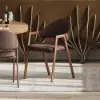 Modern Brown Linen Dining Chair with Upholstered, 8 Pieces