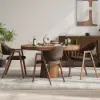 Modern Brown Linen Dining Chair with Upholstered, 8 Pieces