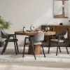 Modern Grey Linen Dining Chair with Upholstered, 6 Pieces