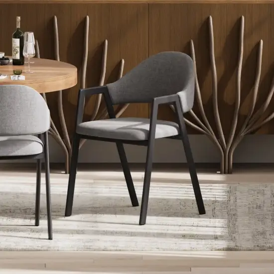 Modern Grey Linen Dining Chair with Upholstered, 8 Pieces