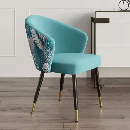 Arcora Greenish Blue Velvet Dining Chair with Upholstered, 8 Pieces