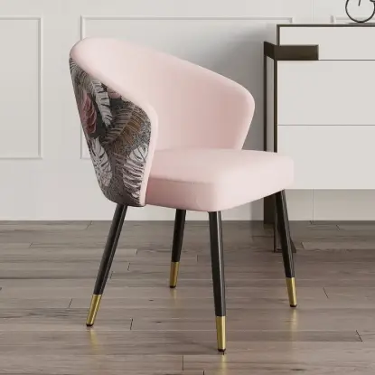 Arcora Pink Velvet Dining Chair with Upholstered, 6 Pieces