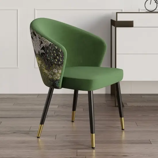 Arcora Green Velvet Dining Chair with Upholstered, 2 Pieces