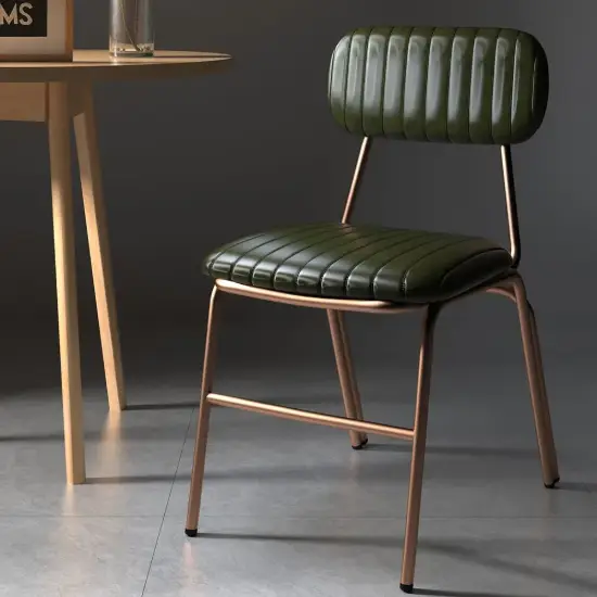 Modern Green Faux Leather Upholstered Dining Chair, 6 Pieces