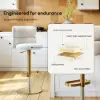 Modern Warm White Velvet Swivel Bar Stool with Adjustable Height, 2 Pieces