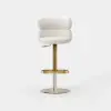 Modern Warm White Velvet Swivel Bar Stool with Adjustable Height, 2 Pieces