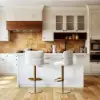 Modern Warm White Velvet Swivel Bar Stool with Adjustable Height, 6 Pieces