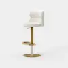 Modern Warm White Velvet Swivel Bar Stool with Adjustable Height, 8 Pieces