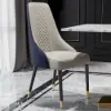Diamic Blue Faux Leather Dining Chairs with Upholstered, 4 Pieces