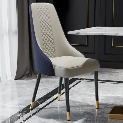 Picture of Diamic Blue Faux Leather Dining Chairs with Upholstered, 4 Pieces