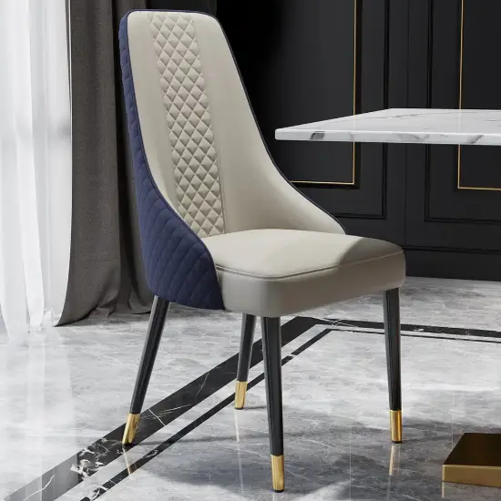 Diamic Blue Faux Leather Dining Chairs with Upholstered, 8 Pieces