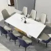 Diamic Blue Faux Leather Dining Chairs with Upholstered, 8 Pieces