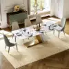 Diamic Gray Faux Leather Dining Chairs with Upholstered, 4 Pieces