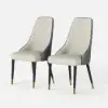Diamic Gray Faux Leather Dining Chairs with Upholstered, 4 Pieces