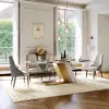 Diamic Gray Faux Leather Dining Chairs with Upholstered, 8 Pieces
