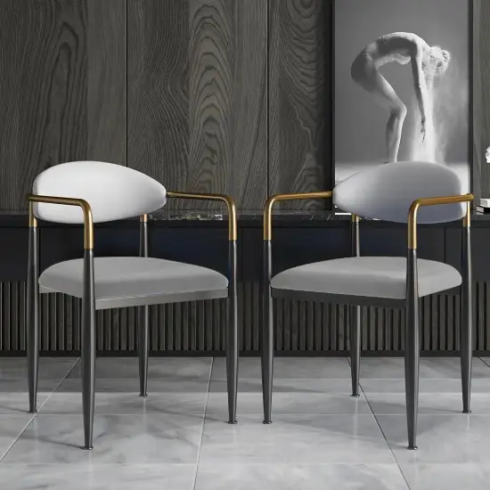 Otrast Series Set of 6 Modern Dining Chairs Upholstered in White and Gray