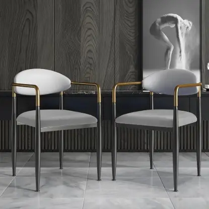 Picture of Otrast Series Set of 8 Modern Dining Chairs Upholstered in White and Gray