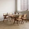 Archic Walnut Wood Dining Chair with Armrest, 4 Pieces