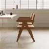 Archic Walnut Wood Dining Chair with Armrest, 6 Pieces