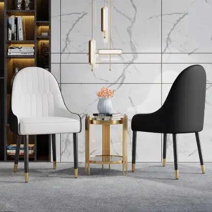 Picture of Darg White & Black PU Leather Dining Chair with Upholstered, 8 Pieces