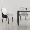 Darg White & Black PU Leather Dining Chair with Upholstered, 8 Pieces