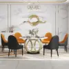 Darg Orange & Black PU Leather Dining Chair with Upholstered, 4 Pieces
