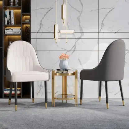 Picture of Darg White & Grey PU Leather Dining Chair with Upholstered, 4 Pieces