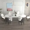 Darg White & Grey PU Leather Dining Chair with Upholstered, 4 Pieces