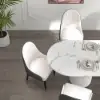 Darg White & Grey PU Leather Dining Chair with Upholstered, 8 Pieces