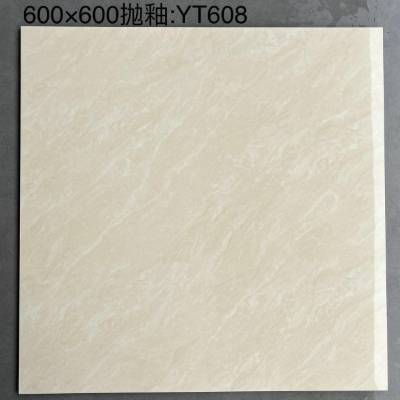 600x600 Full Polished Glazed Porcelain Tile, Gloss Marble Look, Non-Slip, Wear-Resistant