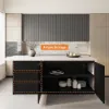 1830mm White Kitchen Island & 3 Bar Stools Set – Black