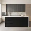 1830mm White Kitchen Island & 4 Bar Stools Set – Black