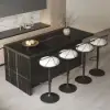 1830mm Black Kitchen Island & 4 Bar Stools Set