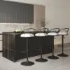 1830mm Black Kitchen Island & 4 Bar Stools Set