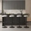1830mm Black Kitchen Island & 4 Bar Stools Set